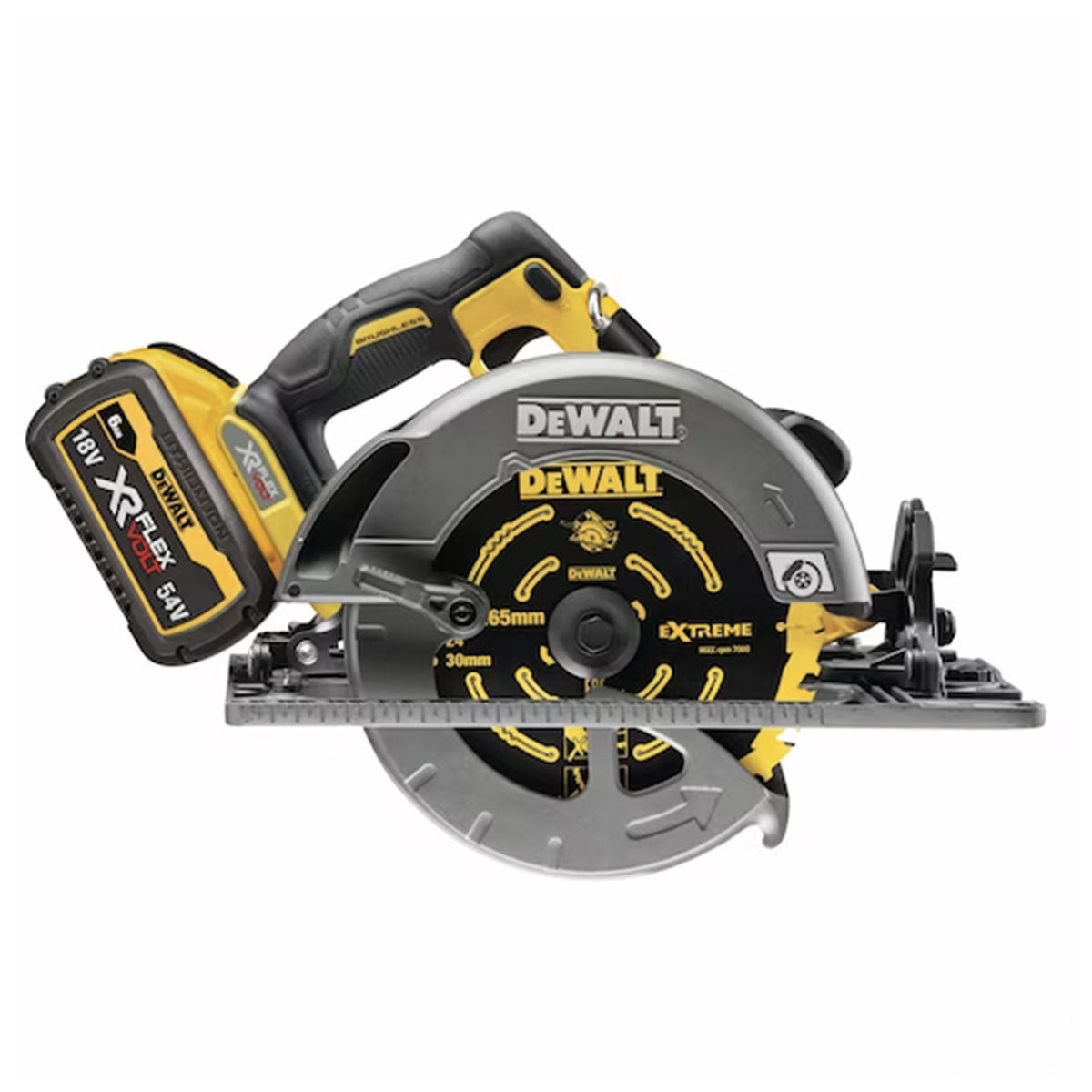 Circular saw diameter 190 mm depth 61 mm 54V XR FLEXVOLT 2x6ah high power in TSTACK CASE and ACCESSORIES - DeWALT - DCS579T2-QW Circular saw diameter 190 mm depth 61 mm 54V XR FLEXVOLT 2x6ah high power in TSTACK CASE and ACCESSORIES - DeWALT - DCS579T2-QW